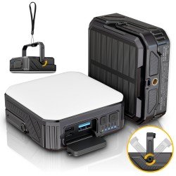 Fontastic 2-in-1 Solar LED Light Power Bank black “Solva10.0” 10000mAh, Dimmable, SOS Signal Light