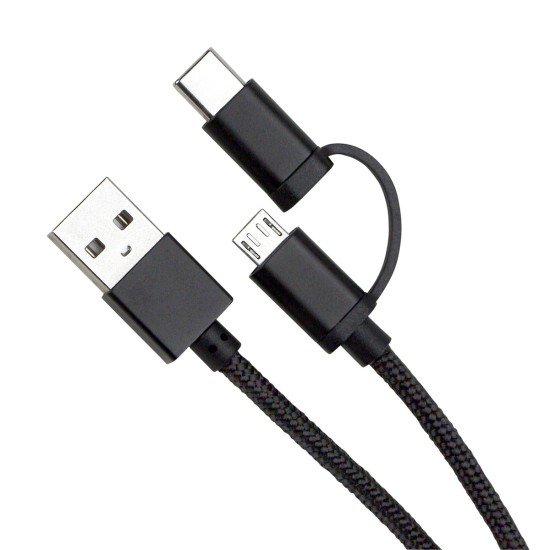 Data cable Duo Micro USB/Type-C 1.25m Nylon black 