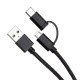 Data cable Duo Micro USB/Type-C 1.25m Nylon black 