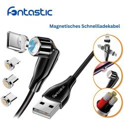 3in1 - Magnet Datenkabel 540Grad Drehbar, schwarz 8-PIN+Typ-C+MIcro USB, Max.3A, 1,2M, IPX5 konform 3in1 - Magnet Datenkabel 540Grad Drehbar, schwarz 8-PIN+Typ-C+MIcro USB, Max.3A, 1,2M, IPX5 konform