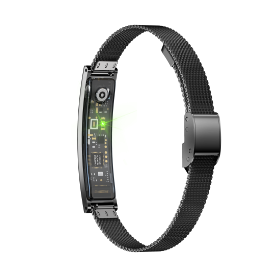 Fontastic Smart-Armband &ndash; stylisches Fitnessband elegant wie Schmuck, Display, Metallband schwarz