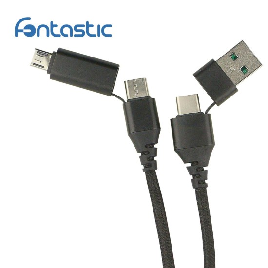 Data Cable Quattro Type-C -Type-C 1.2m + Adapt sw Connector Al Housing Cable Nylon Braid