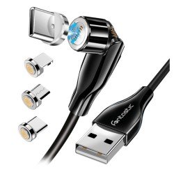 3in1 - Magnet Datenkabel 540Grad Drehbar, schwarz 8-PIN+Typ-C+MIcro USB, Max.3A, 1,2M, IPX5 konform 3in1 - Magnet Datenkabel 540Grad Drehbar, schwarz 8-PIN+Typ-C+MIcro USB, Max.3A, 1,2M, IPX5 konform