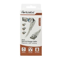 3in1 - Magnet Datenkabel 540Grad Drehbar, weiß 8-PIN+Typ-C+MIcro USB, Max.3A, 1,2M, IPX5 konform 3in1 - Magnet Datenkabel 540Grad Drehbar, weiß 8-PIN+Typ-C+MIcro USB, Max.3A, 1,2M, IPX5 konform