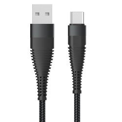 Data Cable Elox USB-A>USB Type-C 1.5m black Connector Cover Al Cable Nylon Braid Data Cable Elox USB-A>USB Type-C 1.5m black Connector Cover Al Cable Nylon Braid