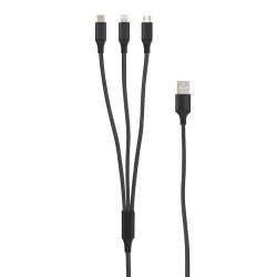 Essential Cable Niru Type-C/8-PIN/Micro 1.2M black Al Housing, Nylon Braided, Multi-Charging 2.4A Essential Cable Niru Type-C/8-PIN/Micro 1.2M black Al Housing, Nylon Braided, Multi-Charging 2.4A