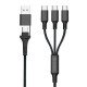 Multi Charging Cable USB-A/Type-C to 3 x Type-C Al Housing, Nylon braid, Multi-Charge 1.2m black