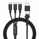 Multi Charging Cable USB-A/Type-C to 3 x Type-C Al Housing, Nylon braid, Multi-Charge 1.2m black
