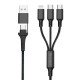 Charging Cable USB-A/Type-C to 2 x Type-C + 8-PIN Al Housing, Nylon braid, Multi-Charge 1.2m black