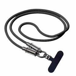 Fontastic Lanyard - Datenkabel & Handyband schwarz 360 Grad Drehbare, Nylon-Ummantelung, 60W, „Lany“