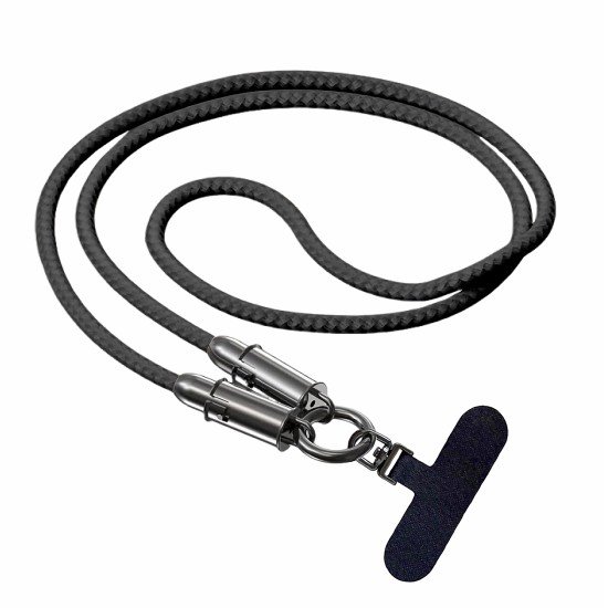 Fontastic Lanyard - Datenkabel & Handyband schwarz 360 Grad Drehbare, Nylon-Ummantelung, 60W, „Lany“
