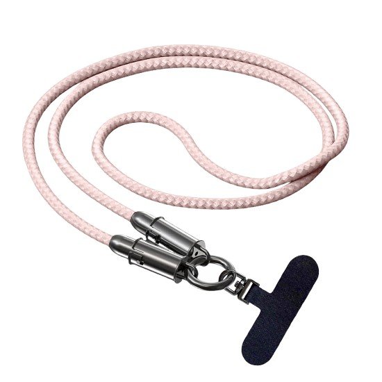 Fontastic Lanyard - Datenkabel & Handyband rosa 360 Grad Drehbare, Nylon-Ummantelung, 60W, „Lany“