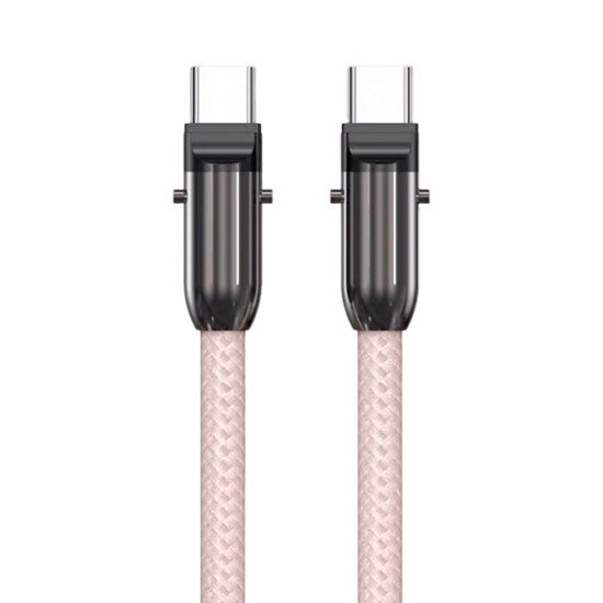 Fontastic Lanyard - Datenkabel & Handyband rosa 360 Grad Drehbare, Nylon-Ummantelung, 60W, „Lany“