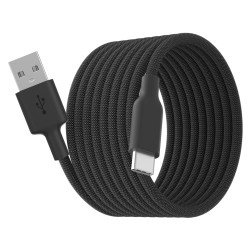 Fontastic Magnetisches Ladekabel USB-A / Typ-C 1m, Selbstaufrollend, Nylon-Ummantelung "Magro" sw