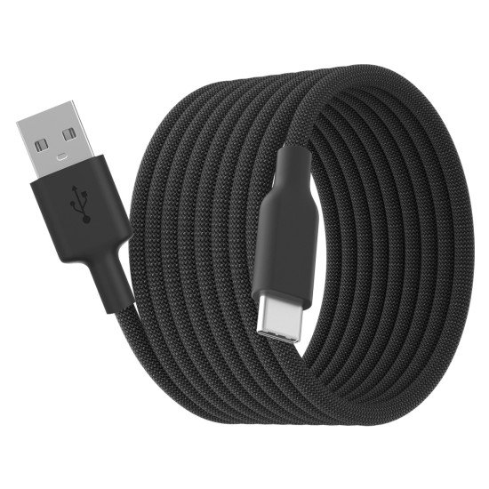 Fontastic Magnetisches Ladekabel USB-A / Typ-C 1m, Selbstaufrollend, Nylon-Ummantelung "Magro" sw