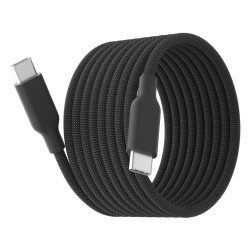 Fontastic Magnetisches Ladekabel USB Typ-C-Typ-C 1m, Selbstaufrollend, Nylon-Ummantelung "Magro" sw
