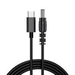 Fontastic USB-C-auf-DC5521-Ladekabel, Smart-Chip Power Delivery DC 5,5 × 2,1 mm 1,5 m "FluxDC15" sw