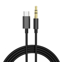 Fontastic USB Typ-C auf 3,5-mm Klinkenanschluss 1,5m, USB-C auf 3,5mm AUX-Kabel, TPE, "AUCON" sw