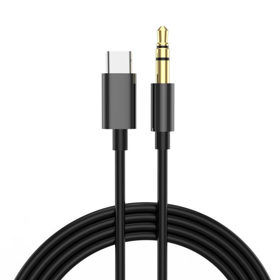 Fontastic USB Typ-C auf 3,5-mm Klinkenanschluss 1,5m, USB-C auf 3,5mm AUX-Kabel, TPE, "AUCON" sw