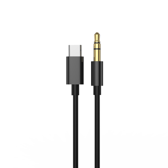 Fontastic USB Typ-C auf 3,5-mm Klinkenanschluss 1,5m, USB-C auf 3,5mm AUX-Kabel, TPE, "AUCON" sw