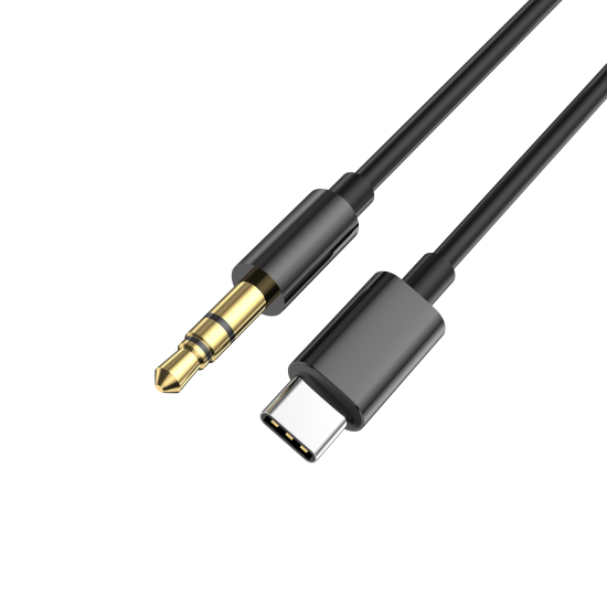 Fontastic USB Typ-C auf 3,5-mm Klinkenanschluss 1,5m, USB-C auf 3,5mm AUX-Kabel, TPE, "AUCON" sw