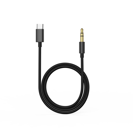 Fontastic USB Typ-C auf 3,5-mm Klinkenanschluss 1,5m, USB-C auf 3,5mm AUX-Kabel, TPE, "AUCON" sw