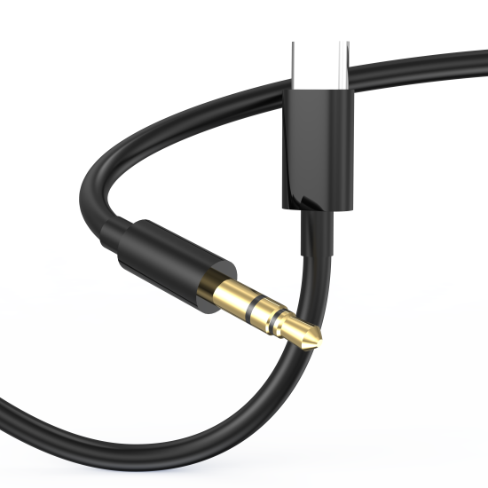 Fontastic USB Typ-C auf 3,5-mm Klinkenanschluss 1,5m, USB-C auf 3,5mm AUX-Kabel, TPE, "AUCON" sw