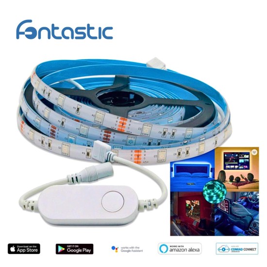 WiFi LED Strips 3m Dimmable, Full Colour comp with Android,iOS,Alexa,Google Assistant