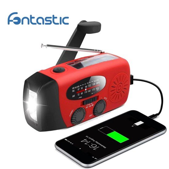 Multi-functional AM/FM/NOAA Radio with Flashlight Solar, Crank Rechargeable Battery, SOS Siren