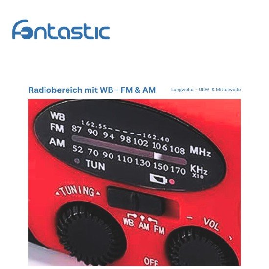Multi-functional AM/FM/NOAA Radio with Flashlight Solar, Crank Rechargeable Battery, SOS Siren