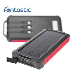 Solar Power Bank 10.000mAh integriertes Ladekabel Solarpanel, Taschenlampe, USB-A/Typ-C/8PIN schwarz Solar Power Bank 10.000mAh integriertes Ladekabel Solarpanel, Taschenlampe, USB-A/Typ-C/8PIN schwarz