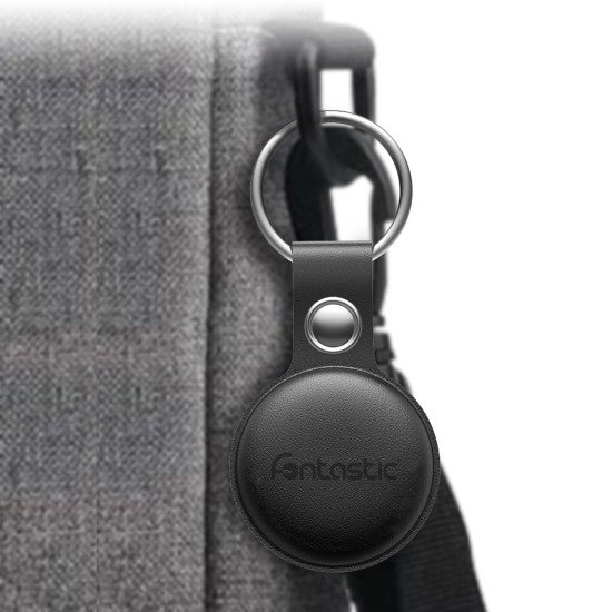 Protective case for FonTag Smart Finder with keychain, made of PU leather, black Protective case for FonTag Smart Finder with keychain, made of PU leather, black