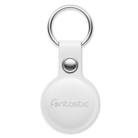 Protective case for FonTag Smart Finder with keychain, made of PU leather, white Protective case for FonTag Smart Finder with keychain, made of PU leather, white