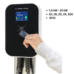 AC Wallbox 22kW  6.1m Type 2 Cable + RFID card reader + 1.5m CEE cable (32A 3 Phase)