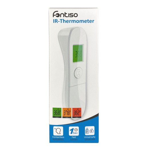 IR Digital forehead, ear, ambient thermometer Irut NON-Contact, LCD Display with backlight, white