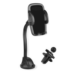 Handy Halterung - Lüftungsgitterhalter & Saugfuß einstellbar 50-95 mm, 360° Drehgelenk, schwarz Handy Halterung - Lüftungsgitterhalter & Saugfuß einstellbar 50-95 mm, 360° Drehgelenk, schwarz