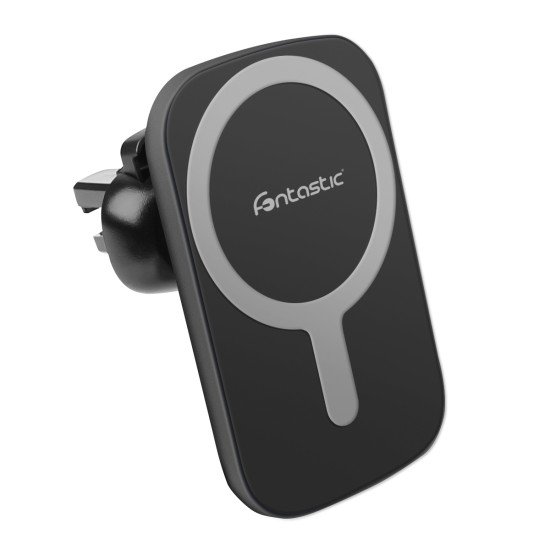 Magnetic Wireless Charging Holder + Car Charger 15W Fast Charge compatible, incl. 2 pcs Metal Ring