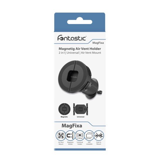 Fontastic 2-in-1 L&uuml;ftungsgitterhalter &bdquo;MagFixa&ldquo; sw Einstellbar 58-85 mm, 360&deg; drehbar, starke Magnete