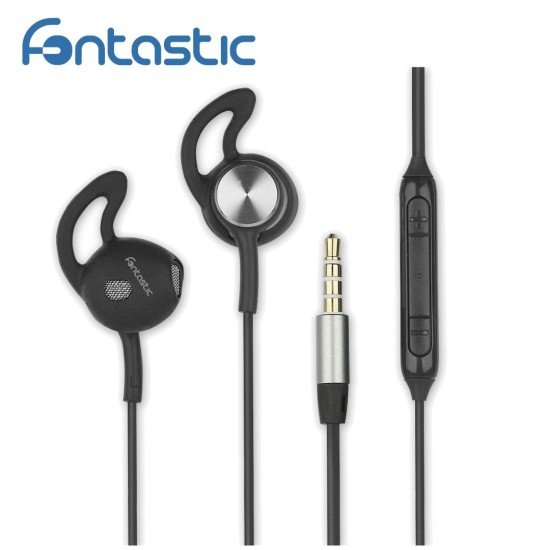In Ear Headset L180 with Extra Long Cable, black Cable Length 1,8M, 3,5MM, Answer Key, Microphone
