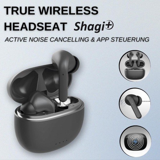 TWS In-Ear Headset Shagi+ with ANC & Charging Case Wireless Charging, Controllable via APP, black TWS In-Ear Headset Shagi+ with ANC & Charging Case Wireless Charging, Controllable via APP, black