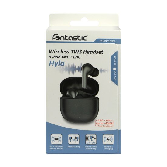 TWS In-Ear Headphone ANC Hybrid Noise Cancellation comp. wireless charging 4 microphones "Hyla" black