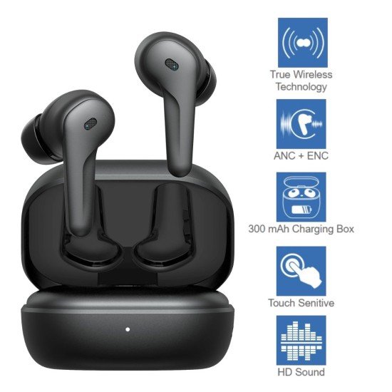 TWS In-Ear Headset "Cero" ANC digital ENC black Touch control, Type-C fast charging, Hall-Sensor TWS In-Ear Headset "Cero" ANC digital ENC black Touch control, Type-C fast charging, Hall-Sensor