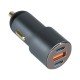 Car charger Moc60, Tri-Port max. 3A / 60Watt 2 x Typ-C PD + USB-A FC, Aluminum Housing