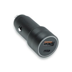 Kfz-Ladeadapter „Luma“ Dual Port, 38Watt, grau Typ-C Power Delivery USB-A Fast Charge Alu Gehäuse Kfz-Ladeadapter „Luma“ Dual Port, 38Watt, grau Typ-C Power Delivery USB-A Fast Charge Alu Gehäuse