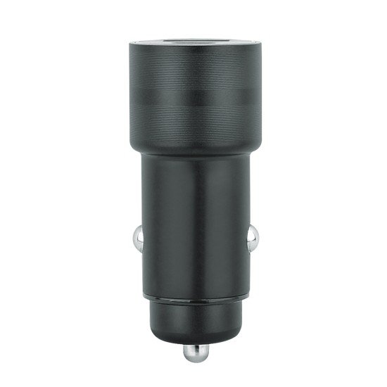 Car Charger „Luma“ Dual Port, 38Watt, Grey Type-C Power Delivery USB-A Fast Charge Aluminum
