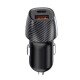 Car Charger „Gran“ Dual Port, 20Watt, black Type-C PD + USB-A FC 3.0, PPS, Carbon Fiber Design