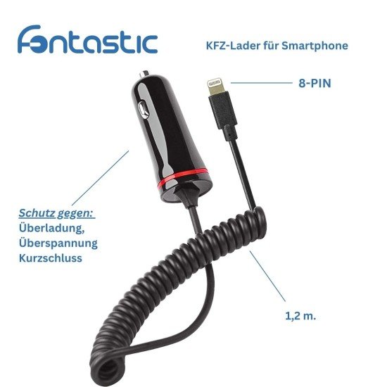 Essential Car Charger Lightning 1A black 