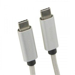Data Cable Elox USB Type-C > Type-C 2.0 1m Silver Connector Cover Al Cable Nylon Braid Data Cable Elox USB Type-C > Type-C 2.0 1m Silver Connector Cover Al Cable Nylon Braid