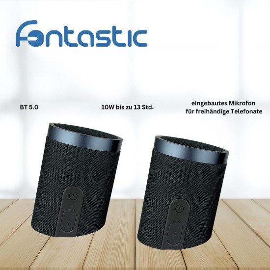 Fontastic Exclusive 2in1 TWS Speaker Pisa, black 360° Sound, Split Design, Long Battery Life, IPX6