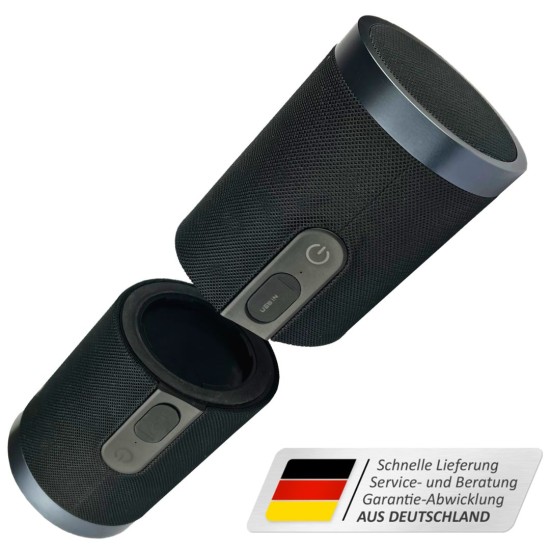 Fontastic Exclusive 2in1 TWS Speaker Pisa, black 360° Sound, Split Design, Long Battery Life, IPX6